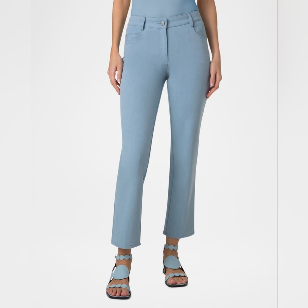 Akris Punto Women Maru Sporty Chic Straight Leg Ankle Pant Size 8 Cotton Denim